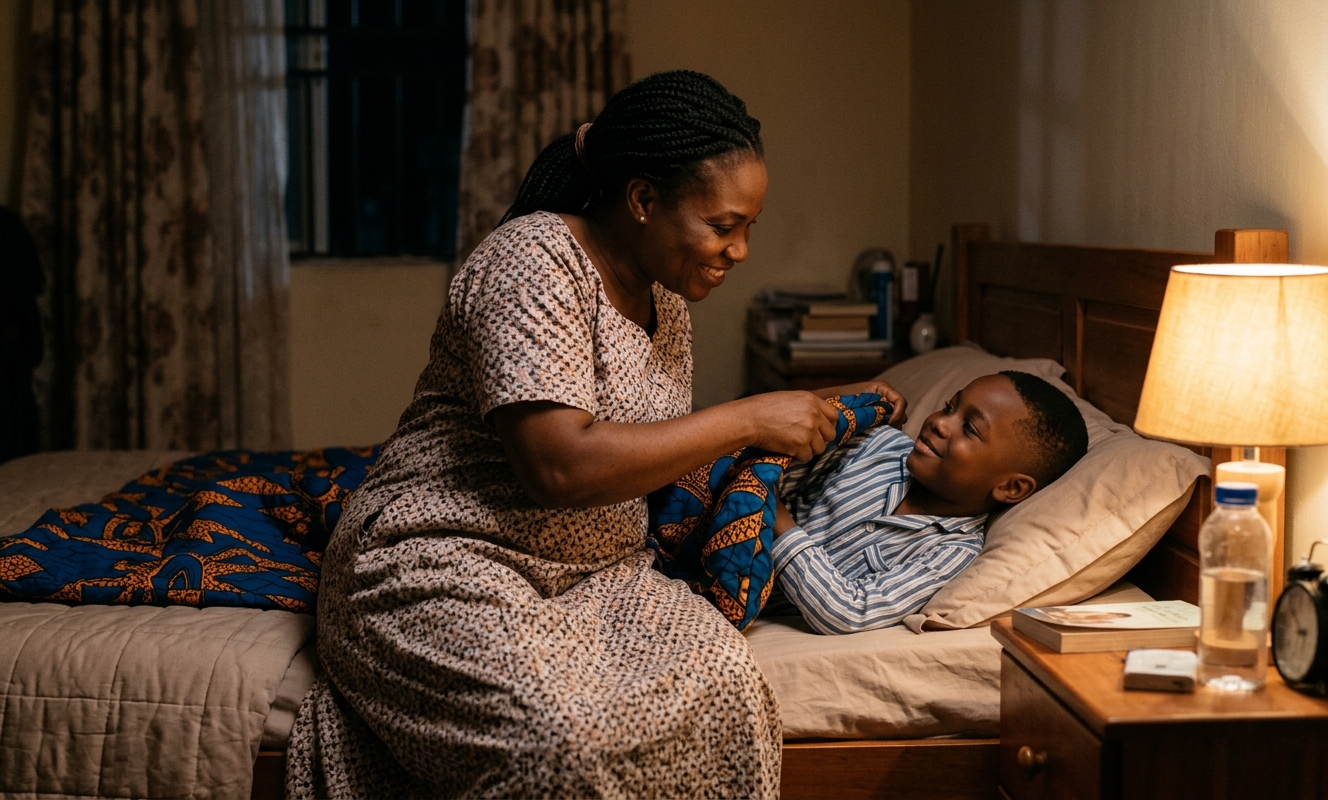 Mother and child bedtime moment